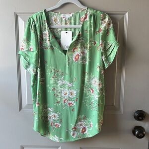 DR2 Women's Mint Green Floral Blouse